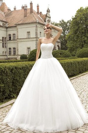 Abito da Sposa Spazzola Treno in Tulle Naturale A Terra Semplice