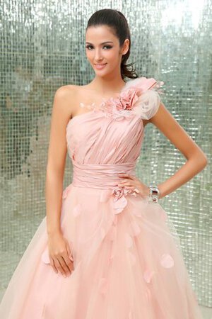 Abito Quinceanera Radiosa Monospalla con Fiore in Tulle A-Line