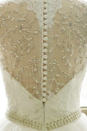 Abito da Sposa A-Line con Applique in Pizzo in Tulle Allacciato
