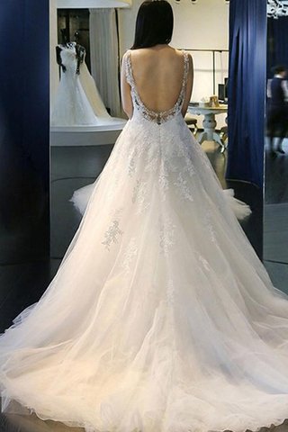 Abito da Sposa in Tulle Senza Maniche con Piega in Pizzo Coda A Strascico Corto