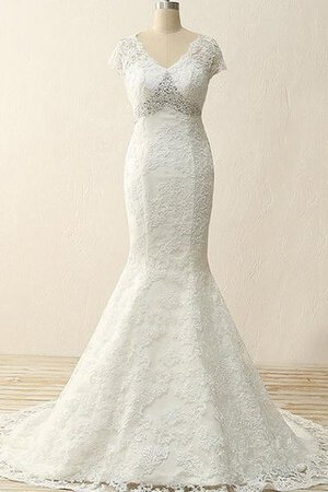 Abito da Sposa A Terra Originale con Perline Lunghi Cappellino