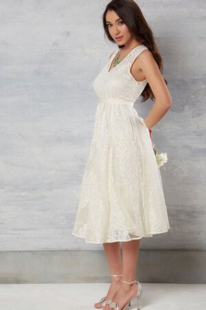 Abito da Sposa Formale E Informale A-Line V-Scollo con Nastro in Pizzo