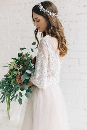 Abito da Sposa Spazzola Treno in Pizzo in Tulle Largo con Bottone