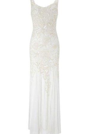 Abito da Sposa con Paillette Spazzola Treno con Perline con Applique V-Scollo