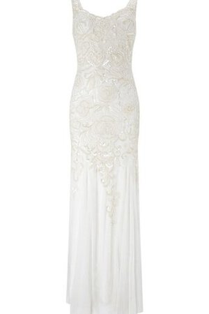 Abito da Sposa con Paillette Spazzola Treno con Perline con Applique V-Scollo