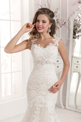 Abito da Sposa con Cristino Allacciato con Bottone con Applique Sirena