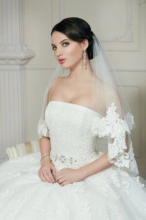 Abito da Sposa in Organza con Perline A Terra Senza Maniche A-Line