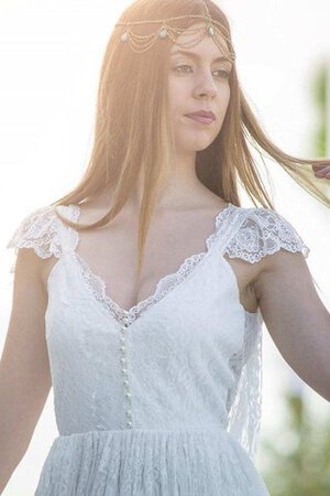 Abito da Sposa A-Line Cappellino Spazzola Treno Schiena Nuda a Riva