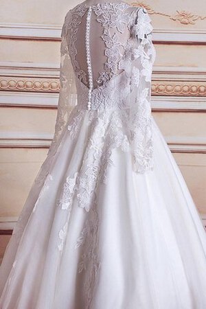 Abito da Sposa A-Line con Bottone Semplice con Maniche Lunghe con Applique