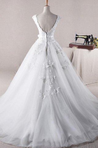 Abito da Sposa Conotta con Increspature in Pizzo con Applique A Terra