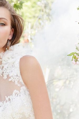 Abito da Sposa con Fiore Elegante Vintage Senza Maniche Buco Della Serratura Schiena