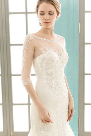 Abito da Sposa A Terra in Tulle Coda A Strascico Corto con Applique Cerniera