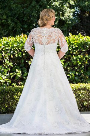 Abito da Sposa Elegante con Applique con Mezze Maniche Cuore con Bottone