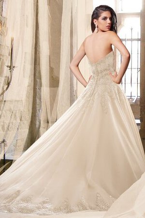 Abito da Sposa con Applique A-Line Coda A Strascico Cappella in Pizzo Seducente