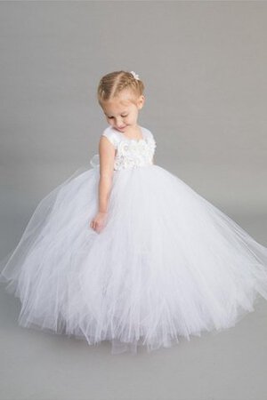 Abito da Cerimonia Bambini Ball Gown con Fiore A Terra con Manica Corte con Fusciacca