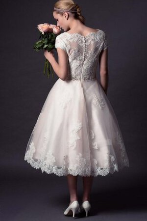 Abito da Sposa Sogno in Pizzo con Manica Corte con Applique Mini