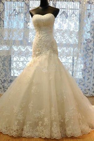 Abito da Sposa in Pizzo in Organza in Raso con Increspature A Terra