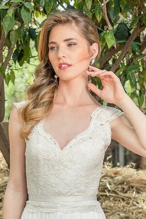 Abito da Sposa Lusso con Piega Semplice in Pizzo V-Scollo