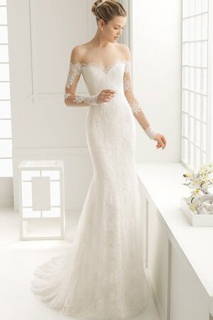 Abito da Sposa Sirena Senza Strap a Riva con Maniche Lunghe Sensuale