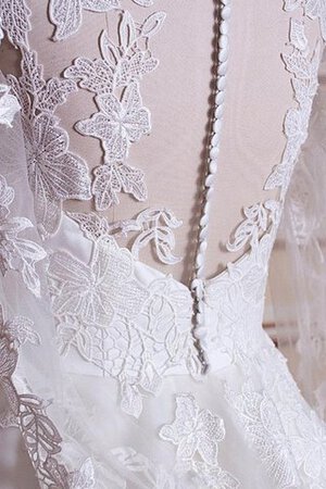 Abito da Sposa A-Line con Bottone Semplice con Maniche Lunghe con Applique