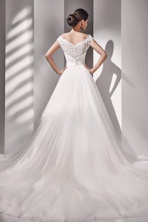 Abito da Sposa A Terra in Tulle con Cristino con Manica Corte Originale