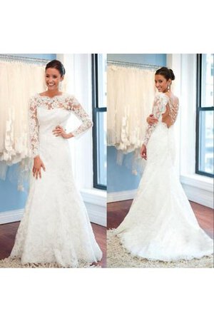 Abito da Sposa Elegante Spazzola Treno Sirena con Maniche Lunghe Conservatore