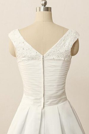 Abito da Sposa con Applique con Piega Cerniera Sotto Ginocchio Cappellino