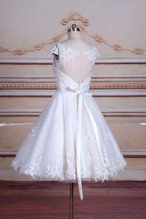 Abito da Sposa Cappellino A-Line con Fusciacca Sotto Ginocchio Semplice