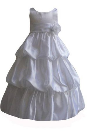 Abito da Cerimonia Bambini A-Line Senza Maniche con Fiore in Taffeta con Increspature