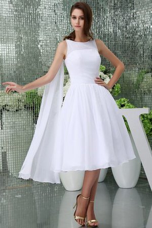 Abito da Sposa Semplice Conservatore A-Line Senza Maniche con Festone