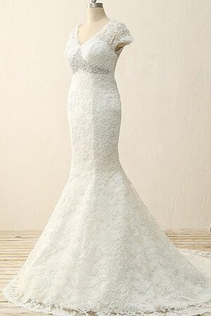 Abito da Sposa A Terra Originale con Perline Lunghi Cappellino