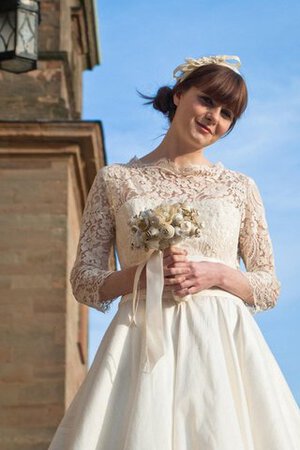 Abito da Sposa Lupetto con Mezze Maniche Sotto Ginocchio A-Line Piu Grande