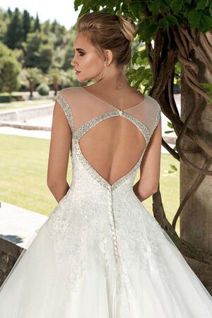 Abito da Sposa Tondo con Applique con Manica Corte in Pizzo Buco Della Serratura Schiena