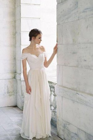 Abito da Sposa A-Line con Increspature Cerniera Sensuale A Terra