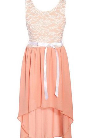 Abito da Cerimonia Bambini con Piega Tondo in Pizzo in Chiffon Alta Bassa