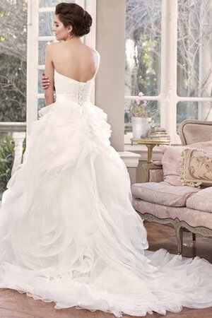 Abito da Sposa in Organza decorato Coda A Strascico Cappella Senza Maniche Lunghi