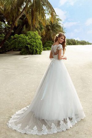 Abito da Sposa con Applique Lunghi Originale in Tulle con Perline