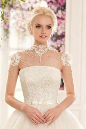 Abito da Sposa A Terra A-Line con Mezze Maniche in Pizzo con Applique