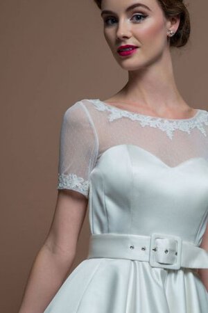 Abito da Sposa Formale E Informale in Raso con Manica Corte con Fusciacca A-Line