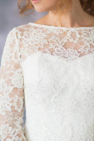 Abito da Sposa Originale con Maniche Lunghe in Organza Naturale Coda A Strascico Cappella