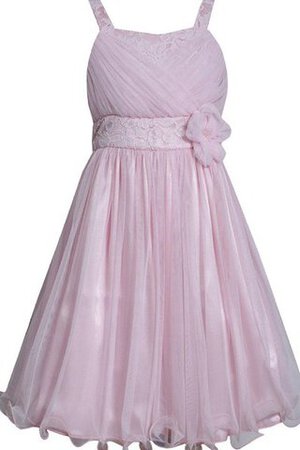 Abito da Cerimonia Bambini A-Line con Fiore Senza Maniche in Pizzo in Tulle