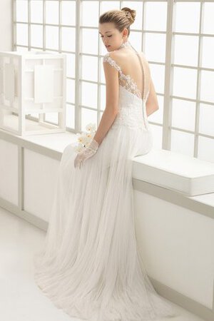 Abito da Sposa Semplice Lunghi con Manica Corte in Pizzo Shiena Sheer