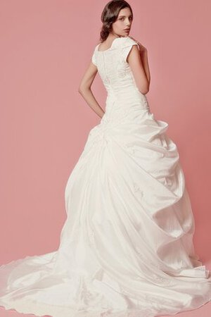 Abito da Sposa con Ricamo con Manica Corte in Taffeta Moderno A-Line