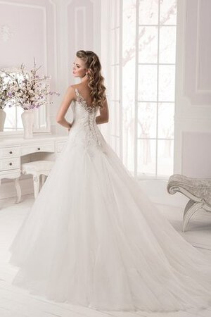 Abito da Sposa A-Line A Terra in Tulle Naturale Largo