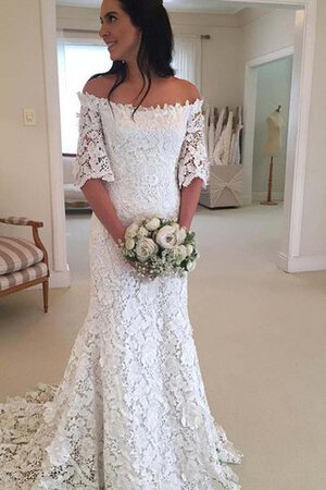 Abito da Sposa in Pizzo in Pizzo Senza Maniche Moderno con Piega