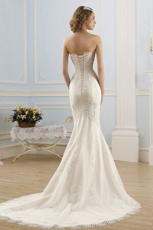 Abito da Sposa con Applique con Perline in Pizzo Romantico Senza Strap