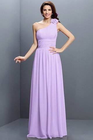 Abito da Damigella con Festone Cerniera in Chiffon A-Line Senza Maniche