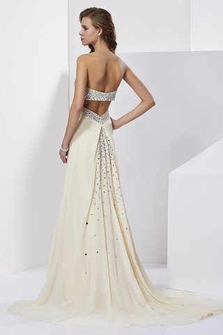 Abito da Ballo Lunghi in Chiffon Schiena Nuda Tubino con Perline