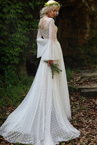 Abito da sposa in tulle lunghi cerniera a terra con maniche lunghe speciale