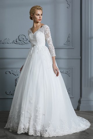 Abito da sposa medievale con applique in tulle fantastico in pizzo a terra